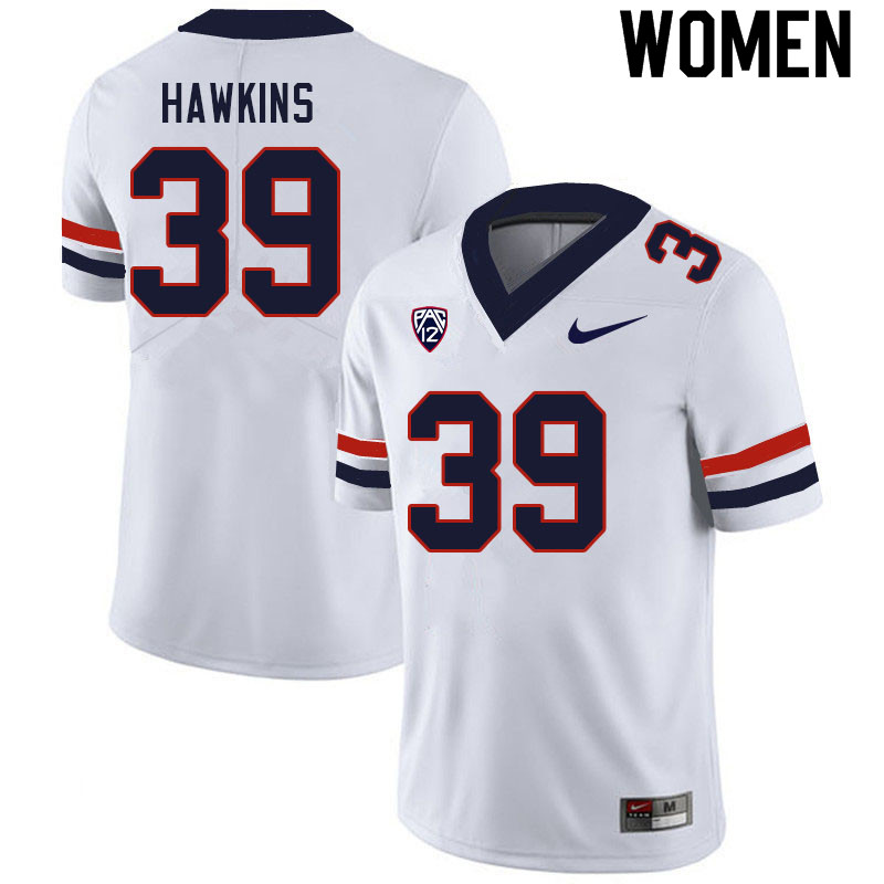 Women #39 Kameron Hawkins Arizona Wildcats College Football Jerseys Sale-White